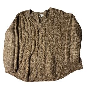 Sonoma Goods for Life XL Brown Cable Knit V Neck Pullover Sweater Cozy Comfy